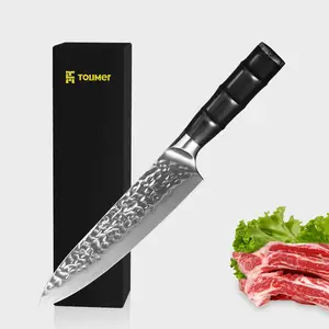 Professional Meat Cutting Sharp Kitchen Chef Knife With Bamboo Joint Pakka Wood Handle Wood Kitchen 8 Inch Chef Knife