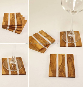 Posavasos de MDF ecológico hecho a mano, resina cuadrada de alta calidad, cuero blanco y negro clásico de Mantel Individual, alfombrillas clásicas de diseño personalizado - Product Image 6