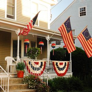 Antiguo americano 48x25 pulgadas Té teñido Bandera de EE. UU. Bunting Totalmente plisado Medio ventilador y Banner American Heritage Style - Product Image 2