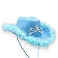 Chapeau de cowboy lumineux adulte avec diadème et plumes Chapeau de cowgirl avec couronne LED