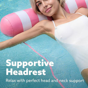 Hamac flottant gonflable à double tube avec dossier rayé, fourni par le fabricant, pour adultes – Sièges de relaxation flottants - Product Image 4