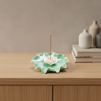 Brûleur d'encens japonais en céramique GF Fujian Flower, parfum bois de santal, saison automne, écologique, durable, fait main, avec cendrier, pour la maison