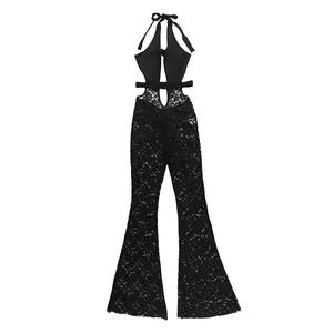 Viviblook Z927JP02 Club Wear Sexy Hollow <b>Lace</b> See Through Hollow Flared Jumpsuit One Piece Sexy Bodycon Jumpsuits for Women - Product Image 4