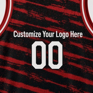 Best Quality <b>Red</b> Black <b>Striped</b> Basketball Jersey Sleeveless Unisex Adult Sublimated Print Tank <b>Top</b> - Product Image 4