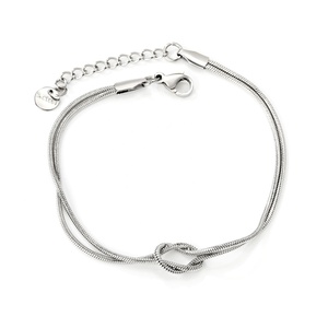 Pulseras de Cadena de Acero Inoxidable Minimalistas Personalizables, Pulseras de Joyería de Amistad con Nudo de Amor para Parejas, Regalos para Mujeres - Product Image 1