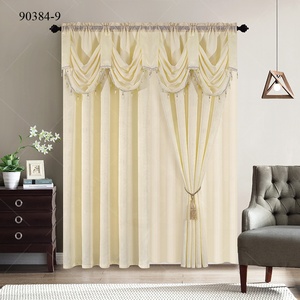 Rideaux occultants élégants avec cantonnières, rideaux jacquard floraux ornés de franges exquises, rideaux double couche - Product Image 2