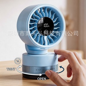 Desktop <b>Fan</b> F608 Digital Control Rechargeable <b>Portable</b> DC Motor Blue Gray White Office Student Dorm Kitchen Use - Product Image 2