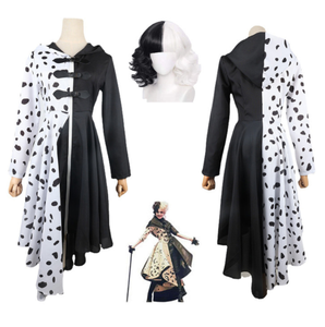 Animación Cos <span class=keywords><strong>Cruella</strong></span> disfraz para niñas Evil Queen Cosplay disfraz niño fantasía Halloween ropa peluca fiesta <span class=keywords><strong>vestido</strong></span> de lujo - Product Image 1