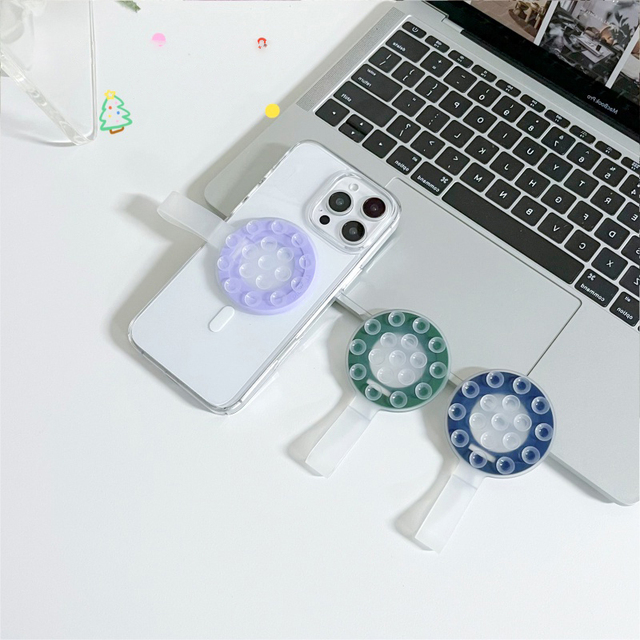 Bathroom Mirror Suction Cup Phone Mount, Waterproof Silicone Lanyard Stand for Watching Dramas While Showering
