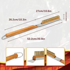 Brosse de nettoyage de pierre <span class=keywords><strong>à</strong></span> <span class=keywords><strong>pizza</strong></span> en fil de cuivre pour barbecue, poils en laiton pour <span class=keywords><strong>four</strong></span> <span class=keywords><strong>à</strong></span> <span class=keywords><strong>pizza</strong></span> de 21 pouces avec grattoir - Product Image 6
