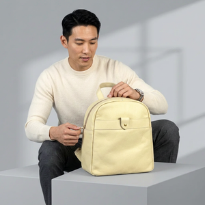 Custom Logo Genuine Leather Waterproof <b>Backpack</b> Spacious 5-10L Capacity Lightweight Design Zipper Closure Unisex Fashionable - Product Image 1