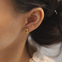Nuevo Conjunto de Joyería con Collar con Colgante de Anillo Irregular, Chapado en Oro de 18k, Acero Inoxidable, Sin Decoloración, Anillos Dobles, Cadena de Eslabones
