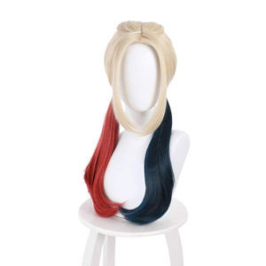 Peluca de películas y programas de televisión europeos y americanos del mismo estilo Suicide <span class=keywords><strong>Squad</strong></span> Harley Quinn Blue and Red Double Ponytail Long Hair - Product Image 3