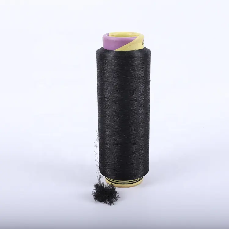 最高品質のACY 150D 48F、40D織りの黒い織り目加工の空気で覆われた糸スパンデックスポリエステル編み機用