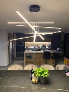 <b>Modern</b> <b>Gold</b> Geometric <b>Chandelier</b> LED Pendant Light 3500K Warm White E26 Dimmable Stainless Steel Body Adjustable Height CRI 90 - Product Image 6