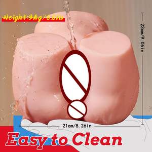 แม่พิมพ์ซิลิโคนครึ่งตัวชายแบบสองช่องสอด พร้อมระบบสั่นสะเทือนและดูด  ของเล่นผู้ใหญ่กันน้ำ - Product Image 4