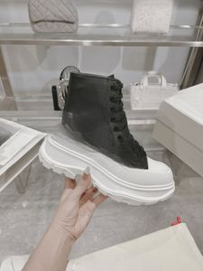 Alexander Unisex White Canvas Chunky Platform Mc.Sneakers with Black Laces Streetwear Casual Footwear Queen - Product Image 3