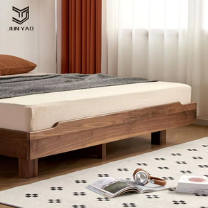 <span class=keywords><strong>Lit</strong></span> Double nordique moderne de 1.8m tout <span class=keywords><strong>en</strong></span> bois massif Internet célébrité flottant Style Tatami <span class=keywords><strong>lit</strong></span> doux finition noyer noir sans tête de <span class=keywords><strong>lit</strong></span> - Product Image 3