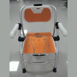 एडजस्टेबल फोल्डिंग लाइटवेट पोर्टेबल मेडिकल कमोड टॉयलेट मूव व्हीलचेयर, व्हील के साथ रोगी लिफ्ट ट्रांसफर कुर्सी