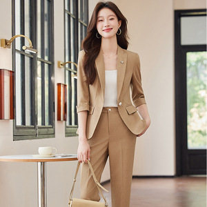 Women's Summer Suit Set Three Quarter Sleeve Polyester Breathable Office Lady Style - Product Image 1