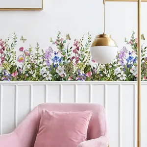 优质彩绘花叶墙贴漂亮客厅装饰墙贴墙贴