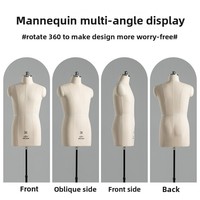Maniquí de Hombre Adulto de Medio Cuerpo para Confección Tridimensional, Aplicaciones de Sastre, Costura, Diseño de Ropa