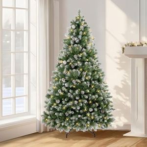 Mejor Opción: Árbol de Navidad Artificial Preiluminado y Predecorado de 6 pies con Puntas Nevadas y Luces - Product Image 1