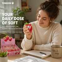 TikTok Bloemgevulde Aardbei TPR Squishy Slow Rise Geplooide Zaad ASMR Fruit Bureau Collectible Fidget Gift Groothandel OEM TONGXIN