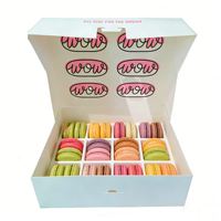 Boîte à macarons personnalisée de qualité alimentaire, pliable, en carton blanc, boîte à pâtisserie, boîte d'emballage pour beignets et biscuits avec séparateur