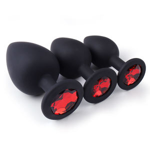 FBA-008 Frau Anal Spielzeug Set Schwarz Silikon Anal Plug Mit Rot Juwel Sexspielzeug Juwel Butt Plug Juguetes Sexuales - Product Image 4