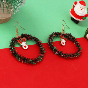 Pendientes de Aro Geométricos Navideños con Adornos de Renos en Aleación Esmaltada, Colgantes de Moda Festivos para Mujer - Product Image 5