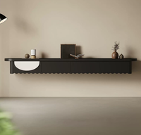 Table basse flottante minimaliste italienne en bois massif et meuble TV mural – Ensemble de meubles modernes pour petit salon, salle à manger ou maison