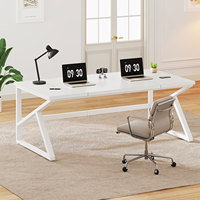 Bureau moderne pour 2 personnes industriel métal bois double moniteur PC bureau d'ordinateur de jeu pour bureau à domicile chambre à coucher salon