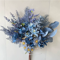 Bunga buatan ungu biru gaya lukisan minyak kecantikan Chen pernikahan grosir untuk Thanksgiving Monet taman warna yang cocok