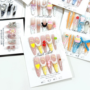 10 <span class=keywords><strong>Uñas</strong></span> Postizas <span class=keywords><strong>Francesas</strong></span> Largas y <span class=keywords><strong>Cuadradas</strong></span> en 3D, Color Rosa Dulce, Diseño Hecho a Mano, Estilo <span class=keywords><strong>de</strong></span> Presión, <span class=keywords><strong>Uñas</strong></span> Adhesivas para Dedos - Product Image 4