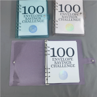 Reliure à anneaux transparente en pvc coffret cadeau pour carnet 100 enveloppe reliure défi économies classeur budget a5 personnalisé avec enveloppes pour billets