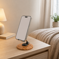 Support de téléphone portable en bois massif à rotation 360°, très vendu °   Support de bureau rotatif et pliable pour regarder des séries et des émissions en direct