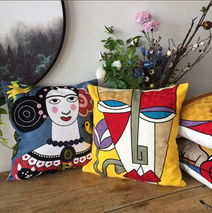 Housse <span class=keywords><strong>de</strong></span> coussin brodée Picasso <span class=keywords><strong>abstrait</strong></span>, taie d'oreiller artistique impressionniste pour décoration <span class=keywords><strong>de</strong></span> canapé <span class=keywords><strong>de</strong></span> luxe - Product Image 1