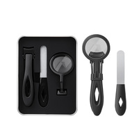 Vente en gros d'un ensemble de coupe-ongles en acier inoxydable 3 en 1 avec lame courbée et loupe pour les ongles des doigts