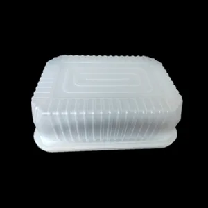 PP حاوية تغليف طعام مستطيلة شفافة للاستخدام مرة واحدة صينية سوشي لحم فواكه بلاستيكية بغطاء