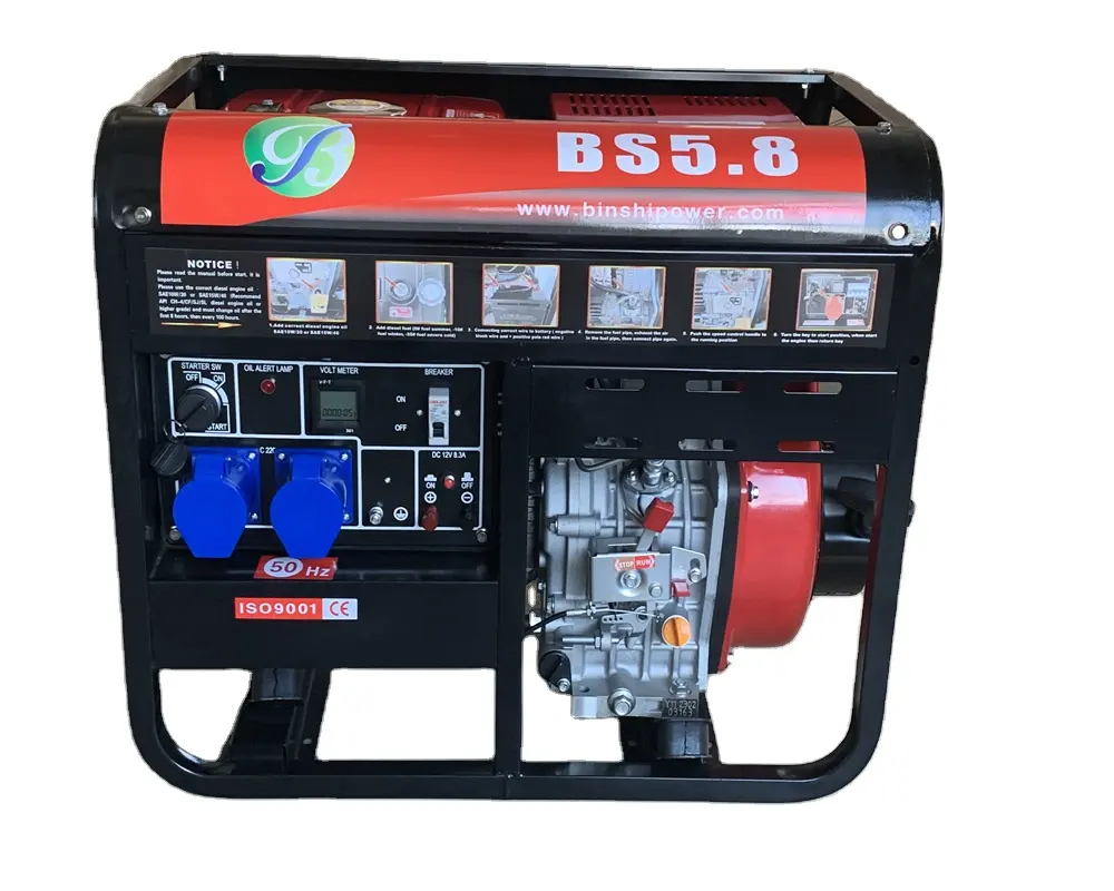 Gerador diesel portátil pequeno do quadro aberto 5kw para a venda 7kw 10kw diesel opcional Genset