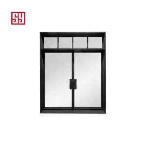 Pintu Interior besi tempa gaya Perancis populer Modern dengan bingkai sempit & kaca selesai baja Dorong Tarik terbuka untuk penggunaan dalam ruangan