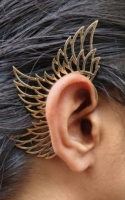 Boucles d'oreilles elfiques dorées, ailes d'ange, sans perçage, bijoux de fantaisie, cosplay de valkyrie, boucles d'oreilles déclaration de déesse