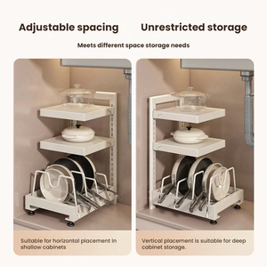 Organisateur sous l'évier, étagère de rangement pour armoire de cuisine, tiroir coulissant multi-niveaux pour casseroles, poêles, planche à découper, réglable - Product Image 3