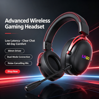 Casque de jeu circum-auriculaire ANC OEM ODM avec éclairage RGB, micro en cuir et transducteur dynamique