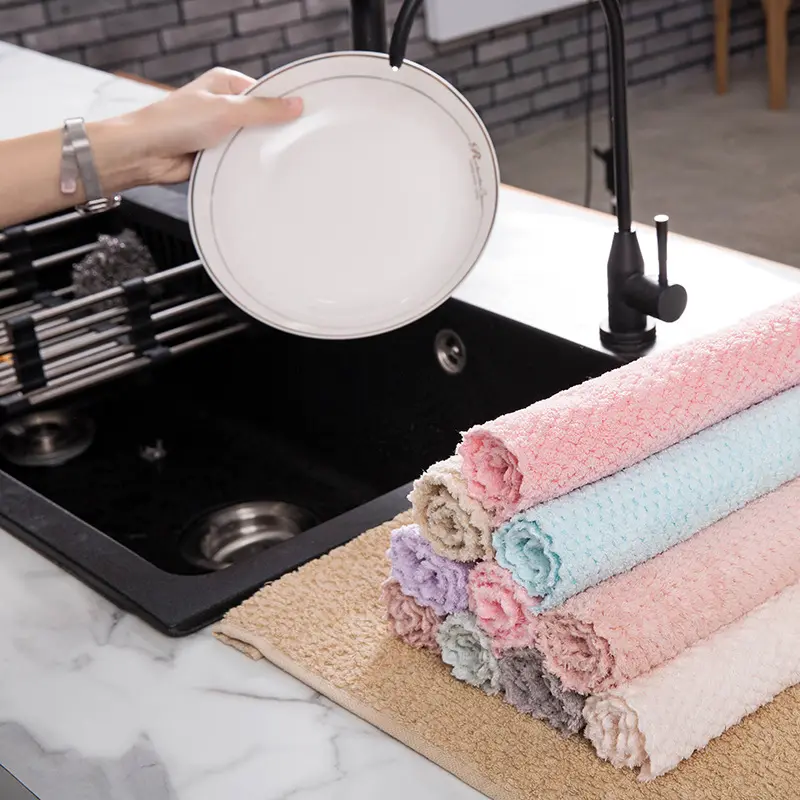 Custom Keuken Vaatdoek Blanco Wasbare Niet-Kleverige Polyester Theedoek Zacht Absorberend Keukentextiel Snel Droog Theedoeken