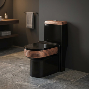 WC monobloc en céramique Vistaar double couleur, cuvette carrée, réservoir encastré, chasse d'eau à double jet, fixation au sol - Product Image 3