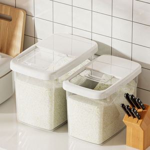 Seau à riz en plastique anti-humidité avec couvercle épaissi pour la cuisine, idéal pour le stockage de céréales, farine et aliments - Product Image 1