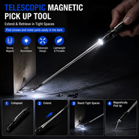 Outil de ramassage télescopique portable, lampe torche LED, lampe torche tactique à LED 3W alimentée par batterie