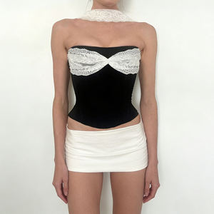 Top élégant sans bretelles en dentelle respirante et bustier corset chic ajusté pour femme - Product Image 4